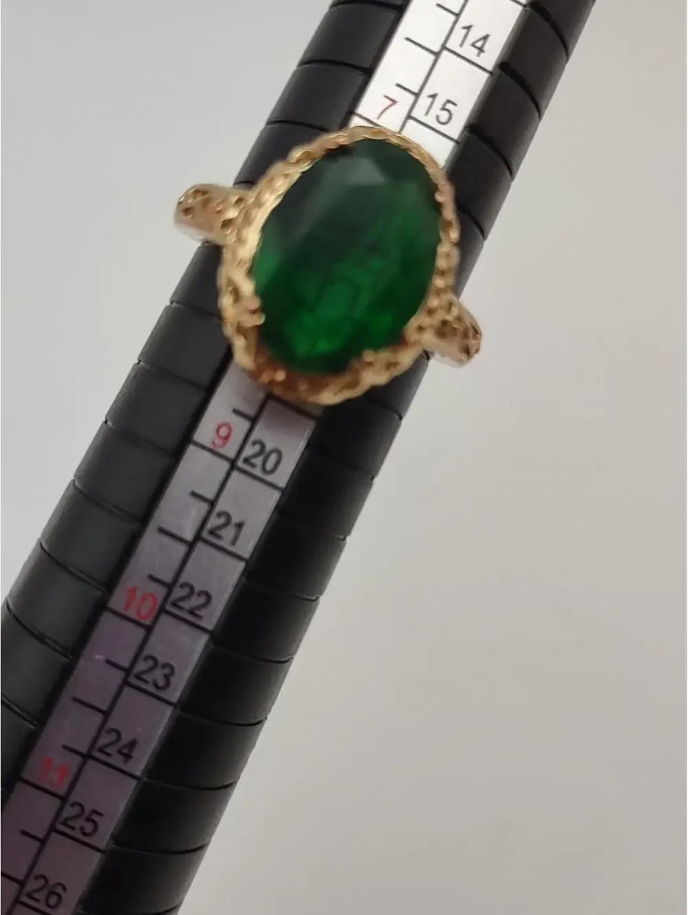 Victorian Style S925 Gold Plated Emerald Ring Size 8